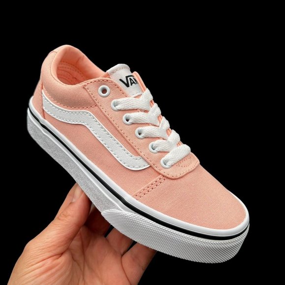 Vans Ward Little Girls Canva Skateboard Sneaker Size 12 Low Top Lace Up Shoes - Picture 1 of 16